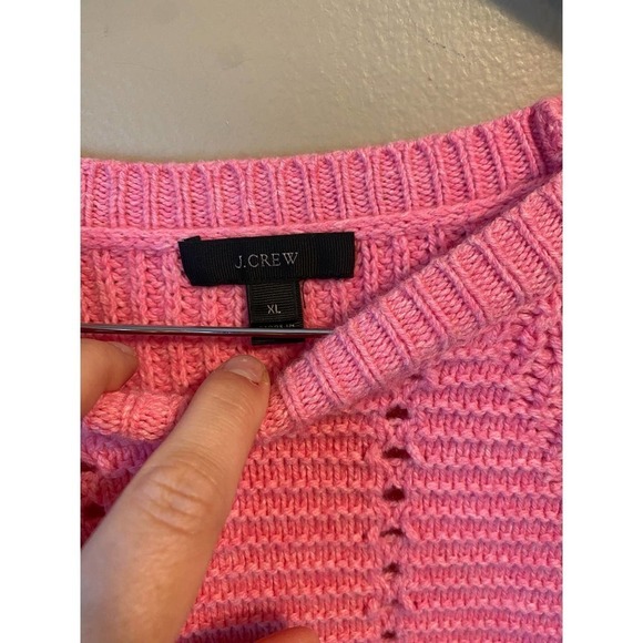 J. Crew Pointelle Knit Cable Pink Sweater - Picture 9 of 10